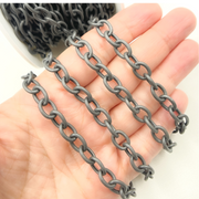 Black Rhodium Matt Sterling Silver Smooth Cable Link Chain.